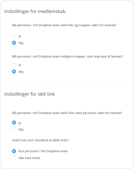 Delingstilladelser og -styring