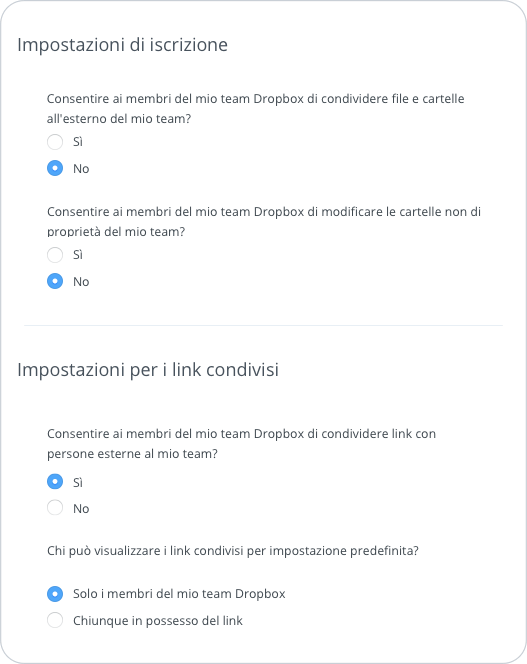 Autorizzazioni e controlli di condivisione
