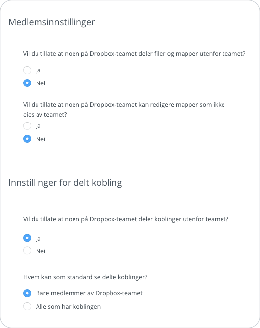 Delingstillatelser og -kontroller