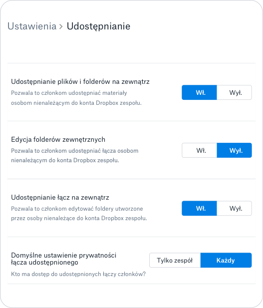 Uprawnienia udostępniania i kontrola