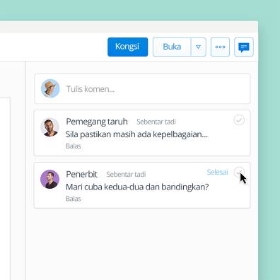 Tambah komen kepada fail dalam Dropbox