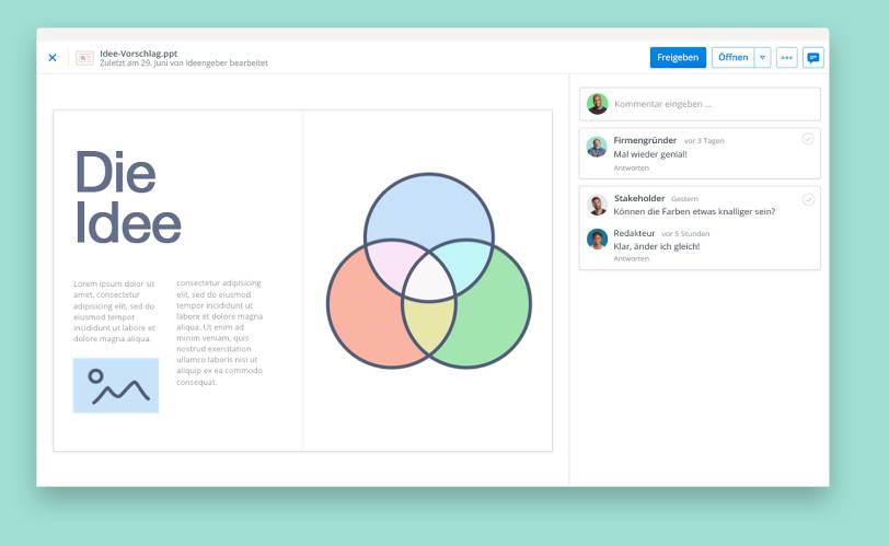 Öffnen Sie Präsentationen über die Voransicht direkt in Ihrer Dropbox.