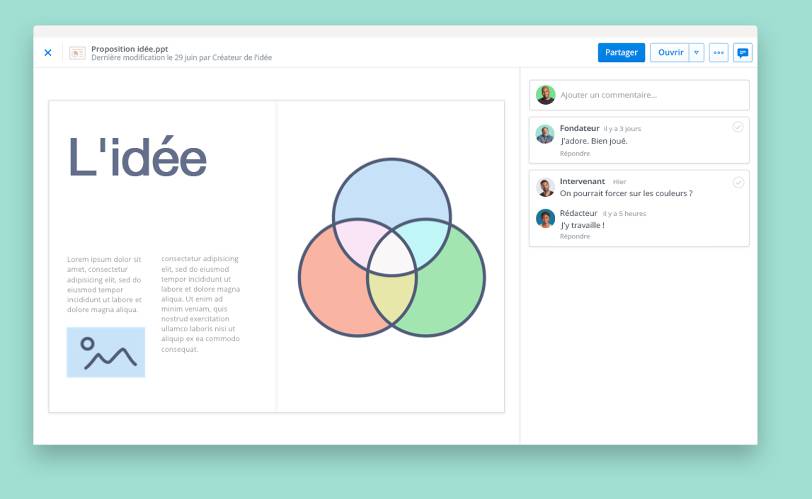 Consultation des présentations grâce à la fonctionnalité d'aperçu de fichier de Dropbox