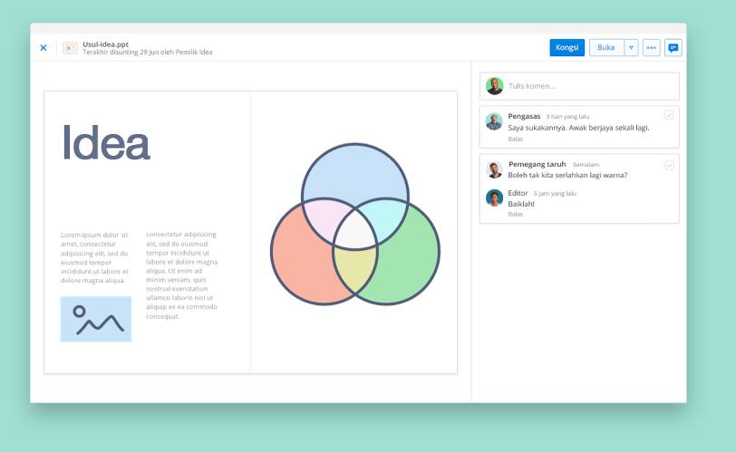 Lihat persembahan menggunakan pratonton fail Dropbox
