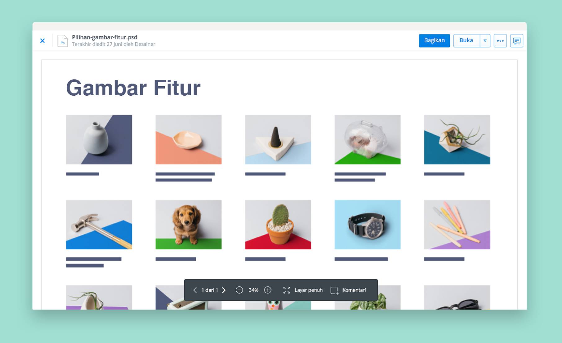 Lihat gambar dengan pratinjau file Dropbox