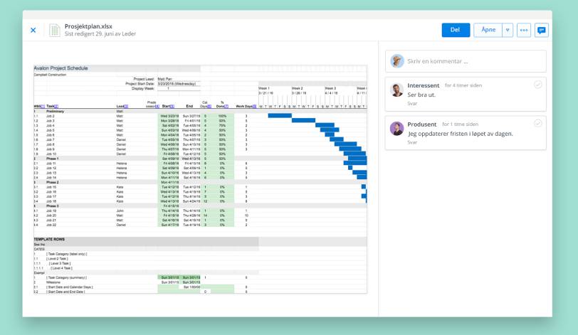 Vise Excel-filer med filforhåndsvisning fra Dropbox