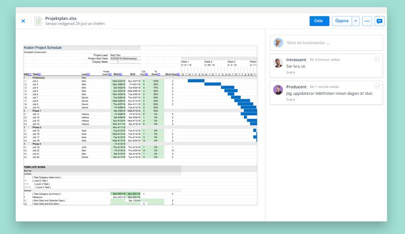 Visa Excel-filer med Dropbox förgranskning av filer