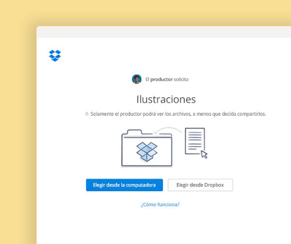 Solicita archivos para agregarlos a una carpeta privada de Dropbox