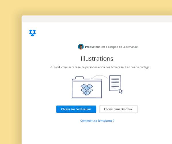 Demandes de fichiers à ajouter à un dossier privé dans Dropbox