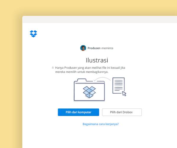 Minta file untuk ditambahkan ke folder khusus di Dropbox