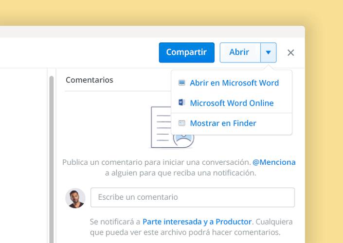 La coedición de Microsoft permite la colaboración en documentos desde Dropbox