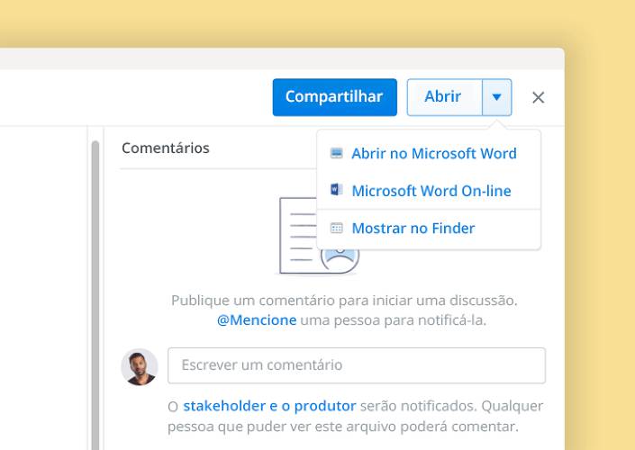 O recurso de coautoria da Microsoft permite a colaboração em documento no Dropbox