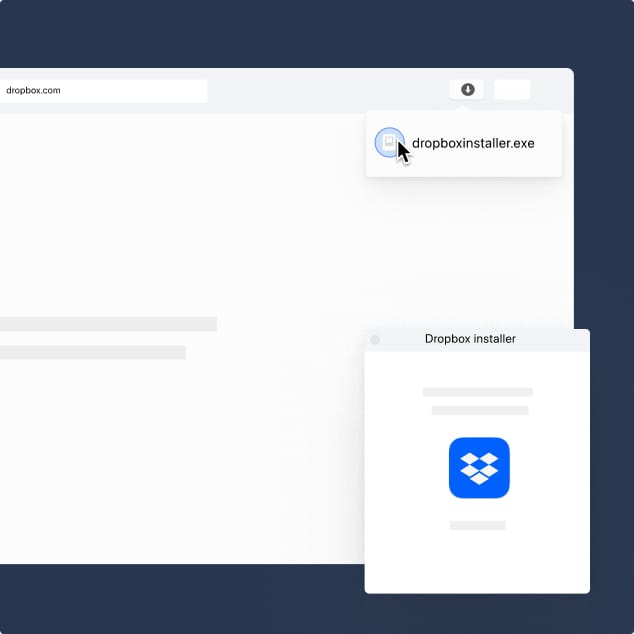 The Dropbox desktop app installer being downloaded by a browser